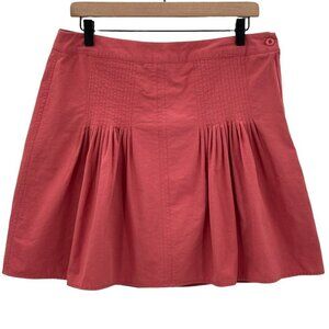 Anthropologie x Sitwell Pleated Mini Skirt Salmon Pink Nylon Cotton Made USA 10